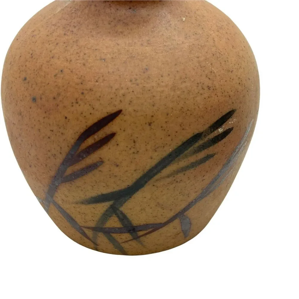 Mini Vases Set Of Two Beige Brown Ceramic Portable Signed Mid Century Charming - Picture 7 of 12
